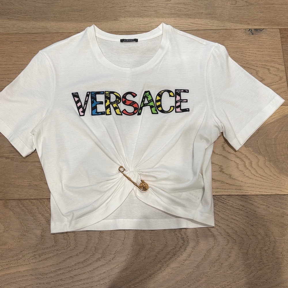 NEW!!!! Versace White Tee with Multicolor Logo
Never worn